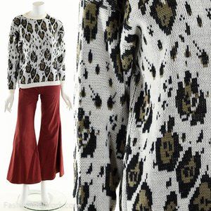 Animal Print Sweater,Leopard Print Sweater,Cheetah Sweater, Vintage 80s,80s Knit